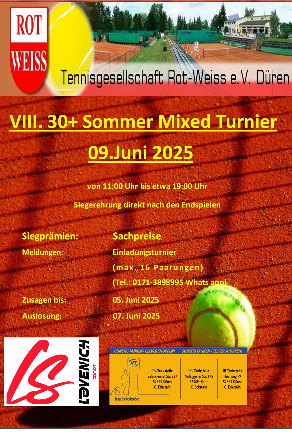 Ü 30 Mixed Turnier an Pfingstmontag 09.06.2025